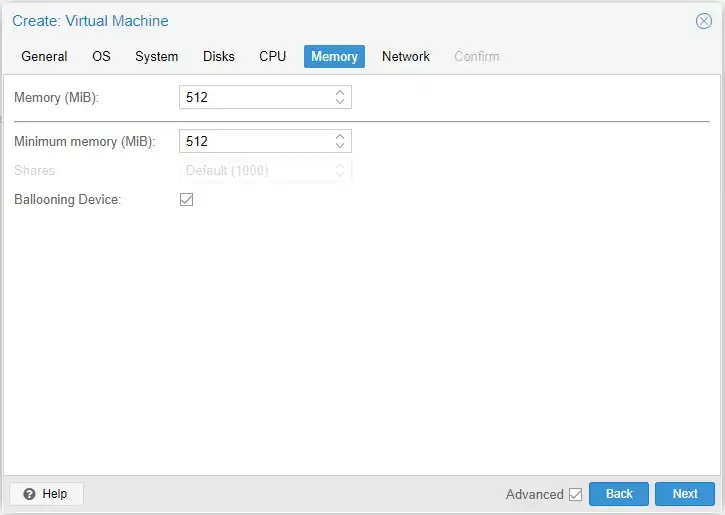 Allocate RAM for VM