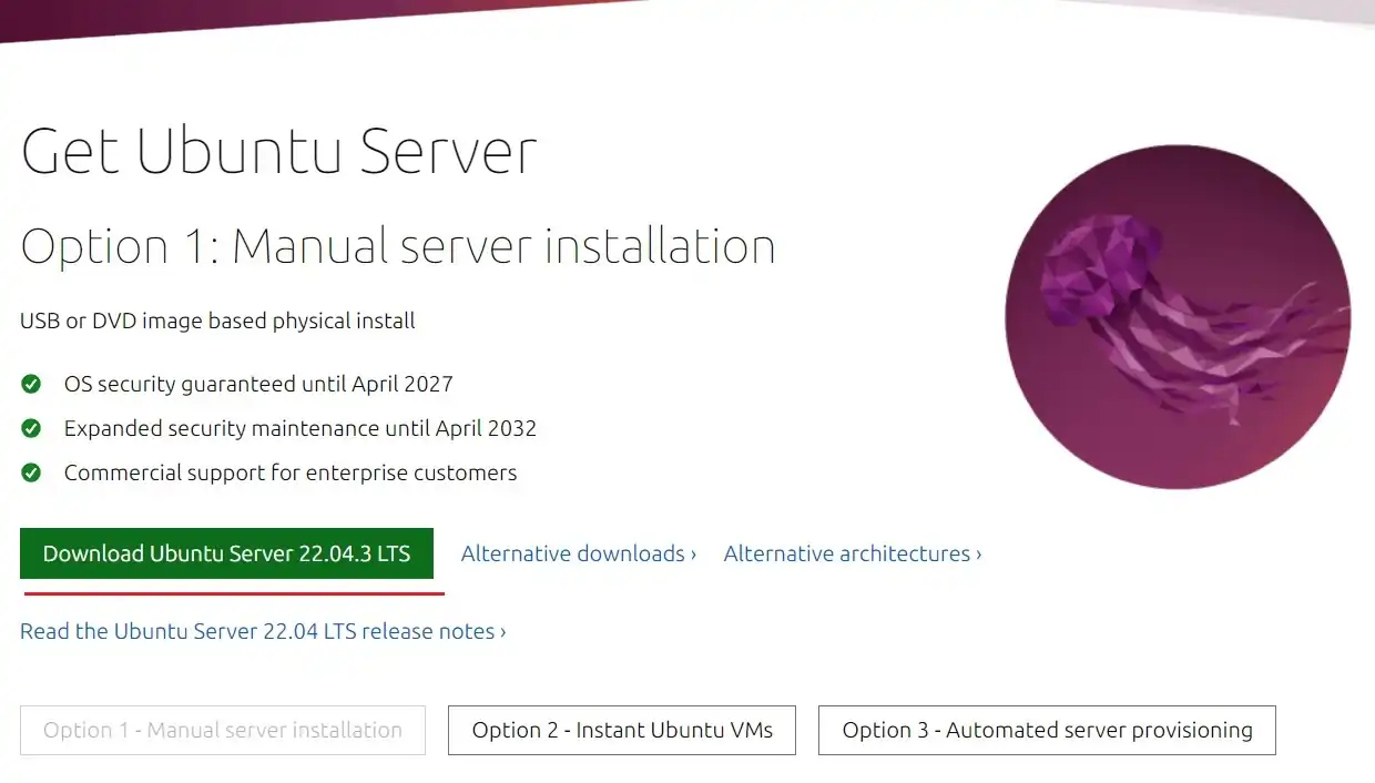 Click Download Ubuntu Server