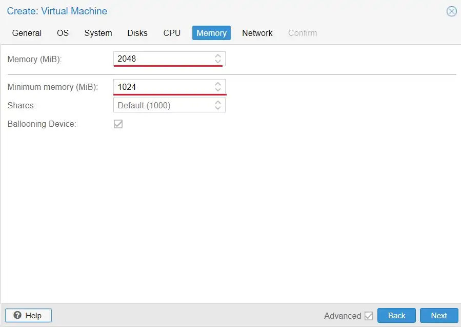 Set RAM for VM