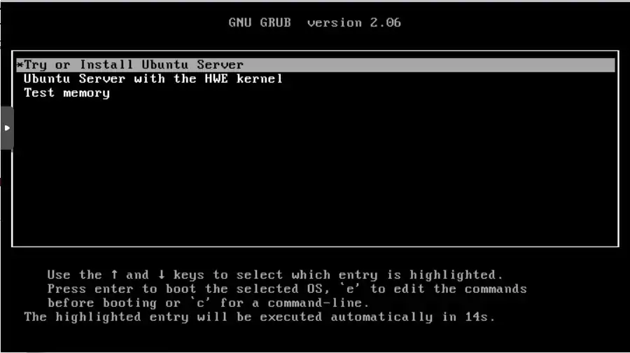 Select Try or Install Ubuntu Server