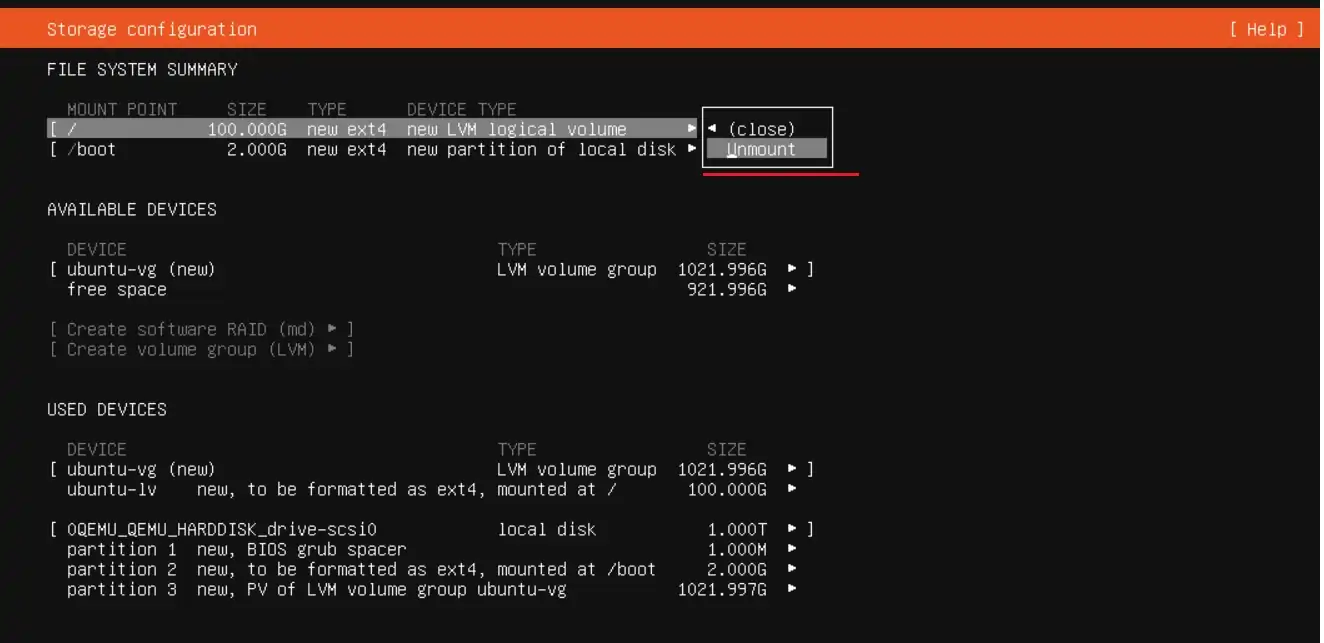 Unmount partition